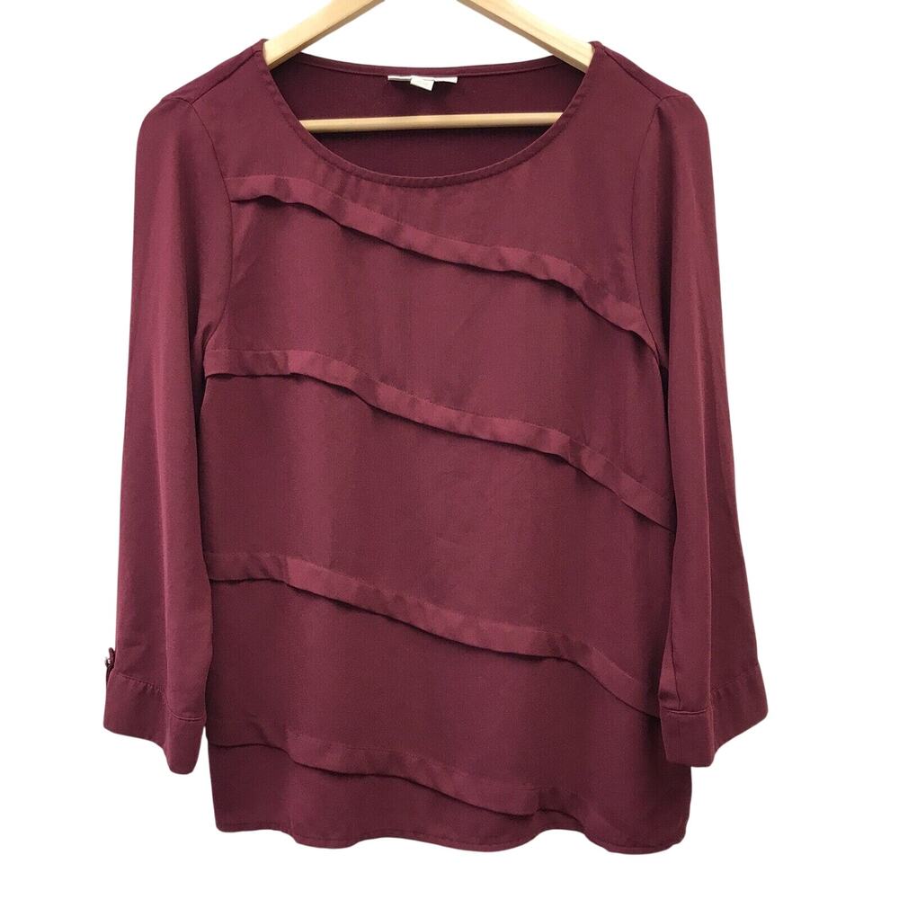 Dana Buchman Top Womens Medium Burgundy